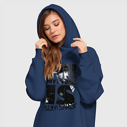 Женское худи-платье My name is slim shady, цвет: тёмно-синий — фото 2