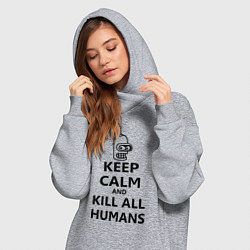 Женское худи-платье Keep Calm & Kill All Humans, цвет: меланж — фото 2