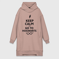 Женское худи-платье Keep Calm & Go To Hogwarts, цвет: пыльно-розовый