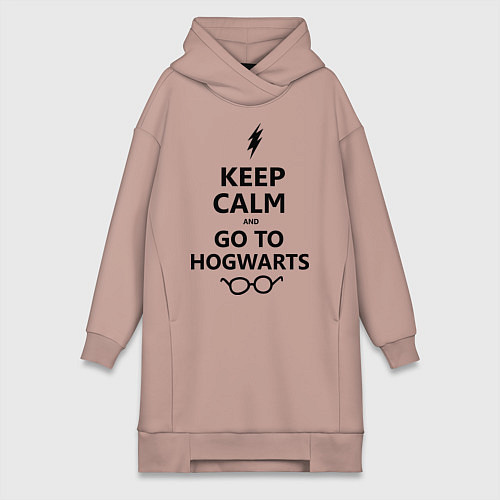 Женская толстовка-платье Keep Calm & Go To Hogwarts / Пыльно-розовый – фото 1