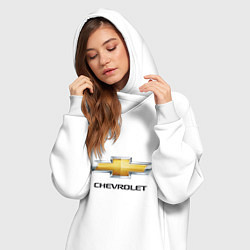 Женское худи-платье Chevrolet логотип, цвет: белый — фото 2