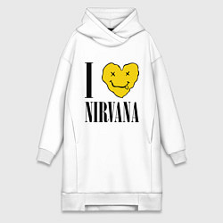 Женское худи-платье I love Nirvana, цвет: белый