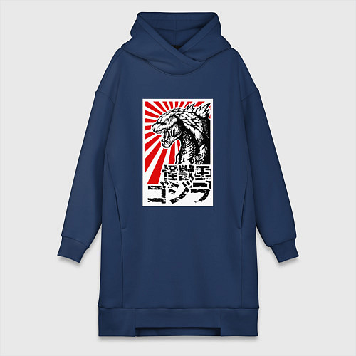 Женская толстовка-платье Godzilla Poster / Тёмно-синий – фото 1