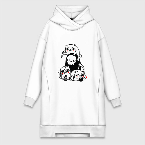 Женская толстовка-платье CAT GOT YOUR SOUL / Белый – фото 1