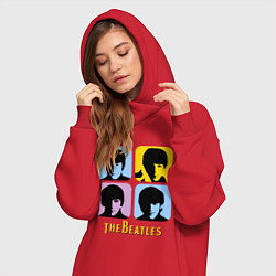 Женское худи-платье The Beatles: pop-art, цвет: красный — фото 2
