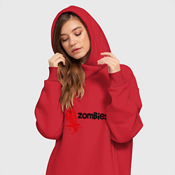 Женское худи-платье I love zombies, цвет: красный — фото 2