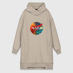 Женское худи-платье NASA: Nebula, цвет: миндальный