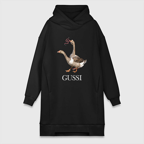 Женская толстовка-платье GUSSI eat GUCCI / Черный – фото 1