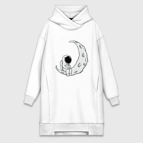Женская толстовка-платье Космонавт на Луне / Белый – фото 1