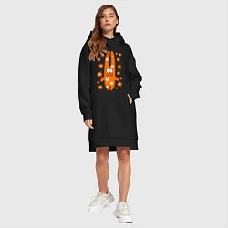 Женское худи-платье Зайка с цветочками, цвет: черный — фото 2