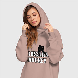 Женское худи-платье Russian hockey, цвет: пыльно-розовый — фото 2