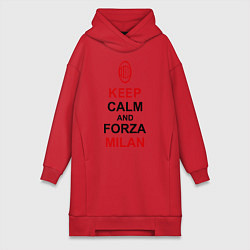 Женское худи-платье Keep Calm & Forza Milan, цвет: красный