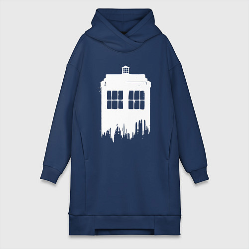 Женская толстовка-платье Тардис white - Доктор Кто / Тёмно-синий – фото 1