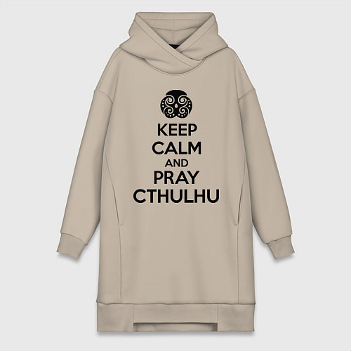 Женская толстовка-платье Keep Calm & Pray Cthulhu / Миндальный – фото 1