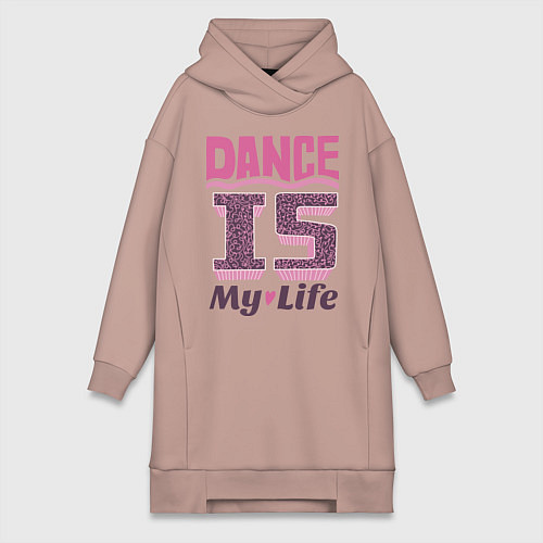 Женская толстовка-платье Dance is my life / Пыльно-розовый – фото 1