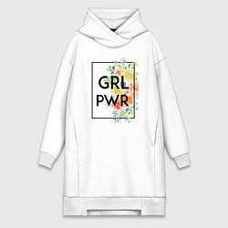Женское худи-платье GRL PWR, цвет: белый