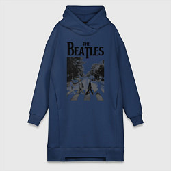 Женское худи-платье The Beatles: Mono Abbey Road, цвет: тёмно-синий