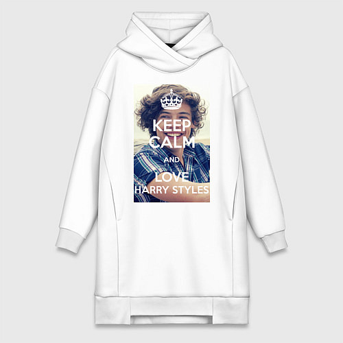 Женская толстовка-платье Keep Calm & Love Harry Styles / Белый – фото 1