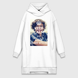 Женское худи-платье Keep Calm & Love Harry Styles, цвет: белый