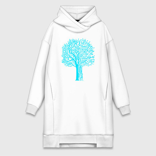 Женская толстовка-платье Cyberpunk 2077: Blue Tree / Белый – фото 1