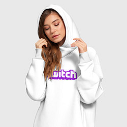 Женское худи-платье Twitch Logo, цвет: белый — фото 2