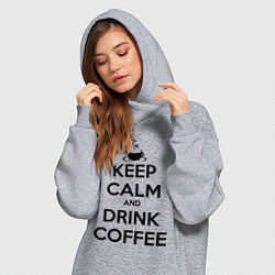 Женское худи-платье Keep Calm & Drink Coffee, цвет: меланж — фото 2