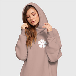 Женское худи-платье ЧЁРНЫЙ КЛЕВЕР НА СПИНЕ, цвет: пыльно-розовый — фото 2