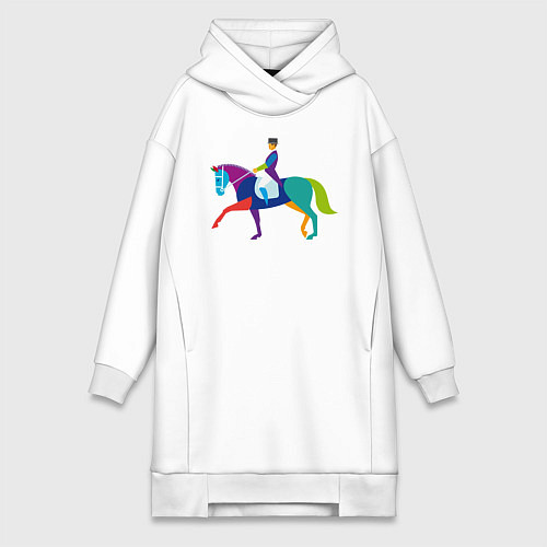 Женская толстовка-платье Всадник на коне / Белый – фото 1