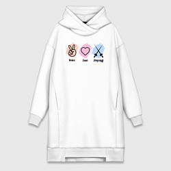Женское худи-платье Peace, love, fencing, цвет: белый