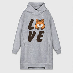 Женское худи-платье Love Corgi, цвет: меланж