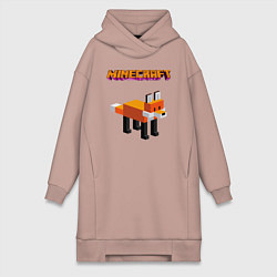 Женское худи-платье Minecraft - лиса, цвет: пыльно-розовый