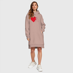 Женское худи-платье Сердце, цвет: пыльно-розовый — фото 2