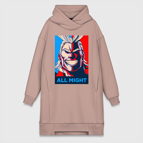 Женская толстовка-платье MY HERO ACADEMIA All might / Пыльно-розовый – фото 1