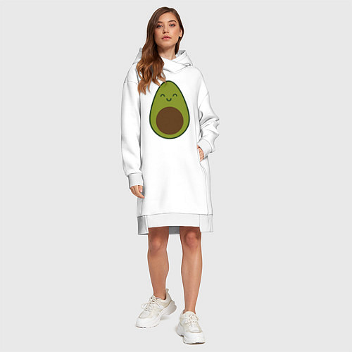 Женская толстовка-платье Авокадо спина / Белый – фото 4