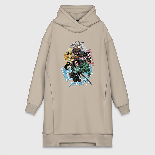 Женская толстовка-платье KIMETSU NO YAIBA / Миндальный – фото 1