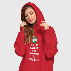 Женское худи-платье Keep calm I??m a doctor, цвет: красный — фото 2