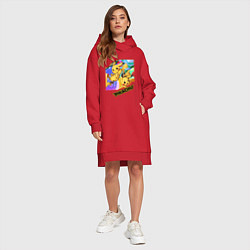 Женское худи-платье Pikachu, цвет: красный — фото 2