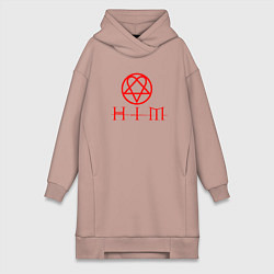 Женское худи-платье HIM LOGO RED, цвет: пыльно-розовый