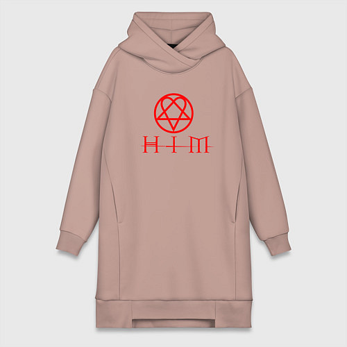 Женская толстовка-платье HIM LOGO RED / Пыльно-розовый – фото 1