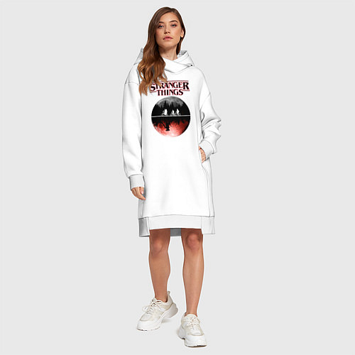 Женская толстовка-платье Очень странные дела / Белый – фото 4