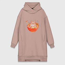 Женское худи-платье Вкусный Тоторо, цвет: пыльно-розовый