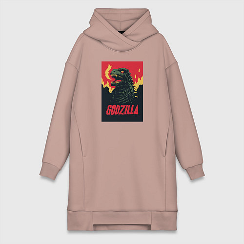 Женская толстовка-платье Godzilla / Пыльно-розовый – фото 1