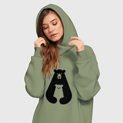 Женское худи-платье Медведь Z, цвет: авокадо — фото 2