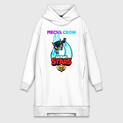 Женское худи-платье BRAWL STARS MECHA CROW, цвет: белый