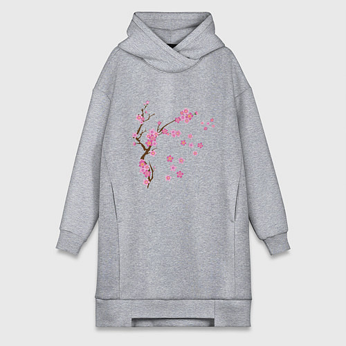 Женская толстовка-платье Розовая сакура / Меланж – фото 1