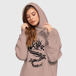 Женское худи-платье Дракон орнамент, цвет: пыльно-розовый — фото 2