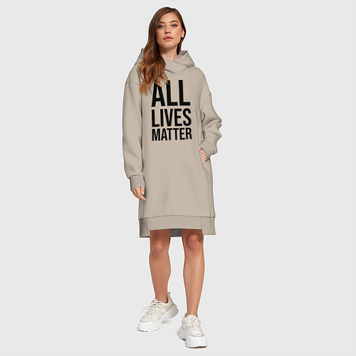 Женская толстовка-платье ALL LIVES MATTER / Миндальный – фото 4