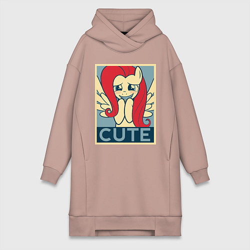 Женская толстовка-платье Fluttershy cute / Пыльно-розовый – фото 1
