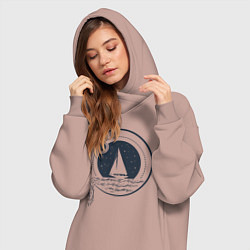 Женское худи-платье Вокруг света под парусами, цвет: пыльно-розовый — фото 2