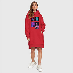 Женское худи-платье Vaporwave art 78, цвет: красный — фото 2